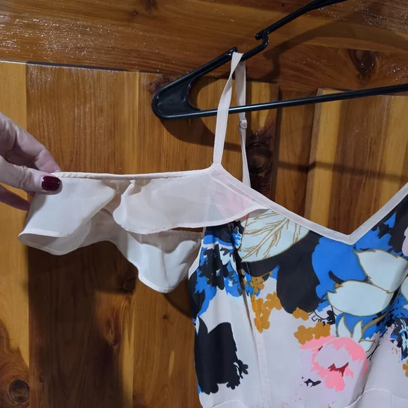 Express Pink and Blue Floral Midi Dress - Picture 2 of 7